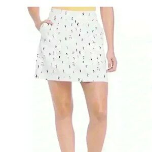 IZOD Golf 18 Plus Size White Golf Print Skort w/ Pockets Zipper & Buckl